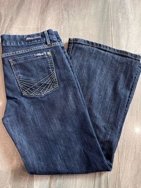 Fidelity Denim Women's 34 Octavia Mid-Rise Wide Leg Jeans Viper Dark Wash Flare